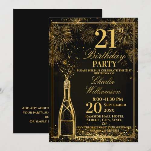 Elegant 21st Birthday Gold Bottle Fizz