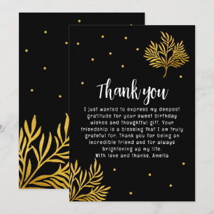 Elegant 21st Birthday Gold Foliage Thank You Card