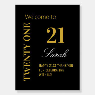 Elegant 21st Birthday Party Black Gold Backdrop Foam Board