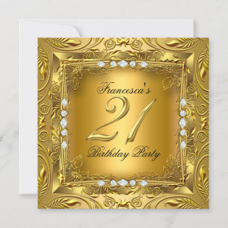 Elegant 21st Birthday Party Elite Gold Diamonds Invitation