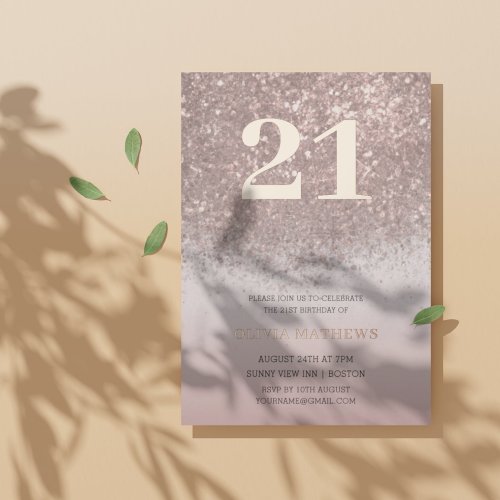 Elegant 21st  Birthday Rose Gold Calligraphy Foil Invitation