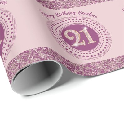 Elegant 21st Birthday Rose Gold Glitter &amp; Stripes Wrapping Paper