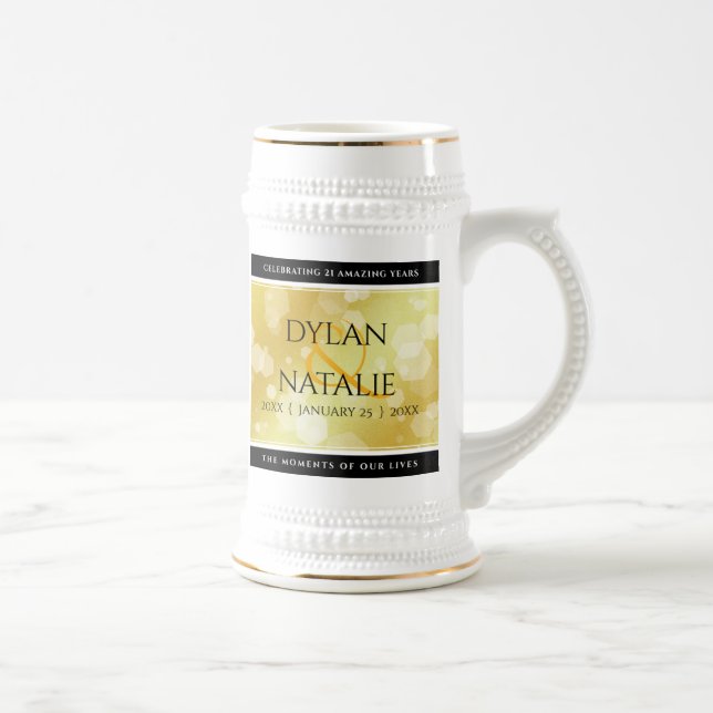 Elegant 21st Brass Wedding Anniversary Beer Stein (Right)