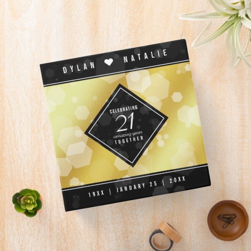 Elegant 21st Brass Wedding Anniversary Celebration 3 Ring Binder