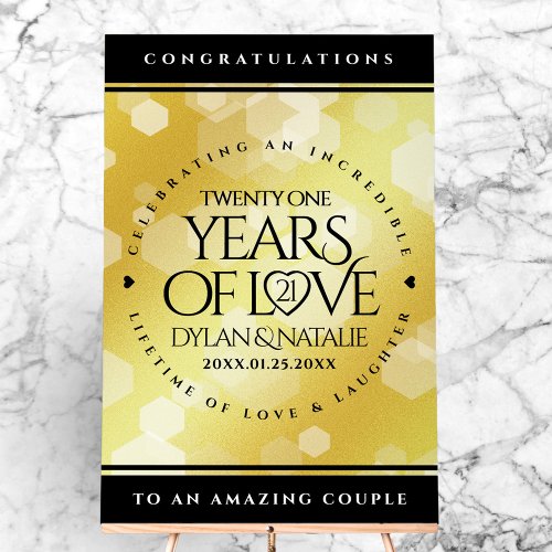 Elegant 21st Brass Wedding Anniversary Celebration Acrylic Sign