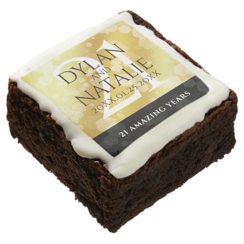 Elegant 21st Brass Wedding Anniversary Celebration Brownie