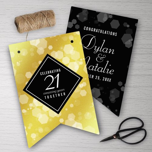 Elegant 21st Brass Wedding Anniversary Celebration Bunting Flags