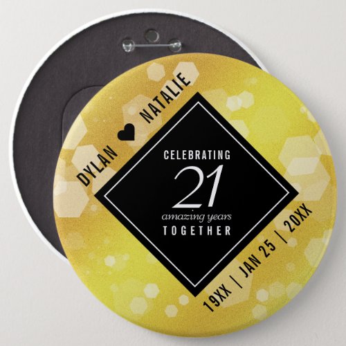 Elegant 21st Brass Wedding Anniversary Celebration Button