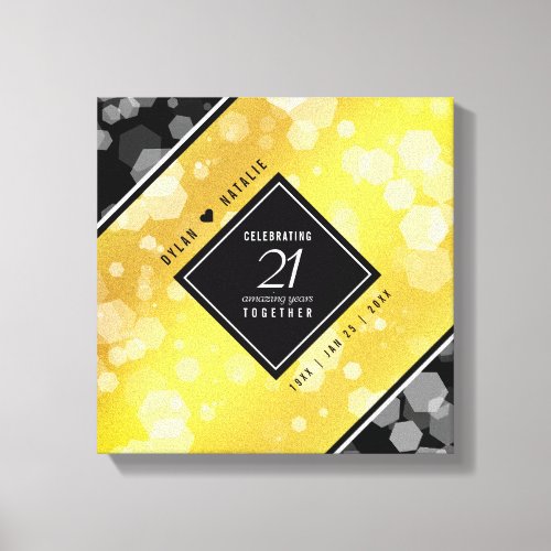 Elegant 21st Brass Wedding Anniversary Celebration Canvas Print