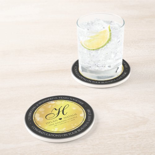 Elegant 21st Brass Wedding Anniversary Celebration Coaster