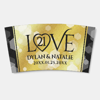 Elegant 21st Brass Wedding Anniversary Celebration Coffee Cup Sleeve