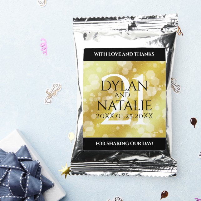 Elegant 21st Brass Wedding Anniversary Celebration Coffee Drink Mix (Packets)