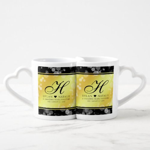 Elegant 21st Brass Wedding Anniversary Celebration Coffee Mug Set