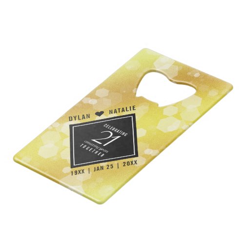 Elegant 21st Brass Wedding Anniversary Celebration Credit Card Bottle Opener