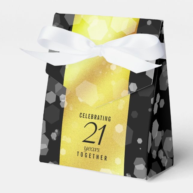 Elegant 21st Brass Wedding Anniversary Celebration Favor Boxes (Front Side)