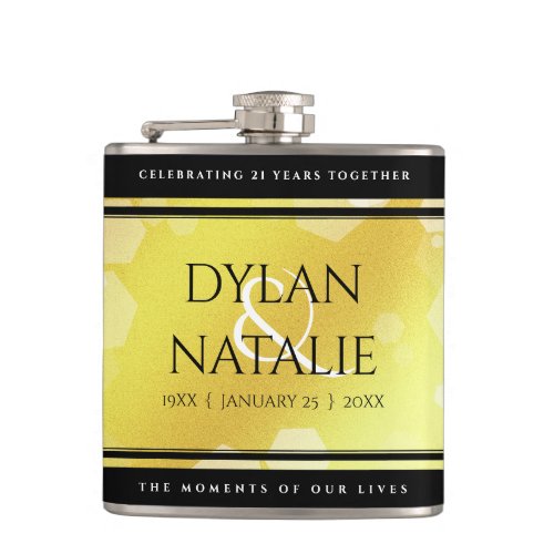 Elegant 21st Brass Wedding Anniversary Celebration Flask