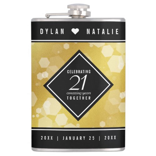 Elegant 21st Brass Wedding Anniversary Celebration Flask