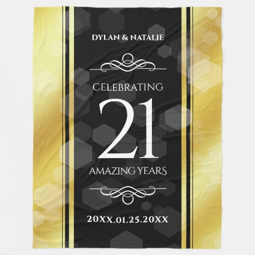 Elegant 21st Brass Wedding Anniversary Celebration Fleece Blanket