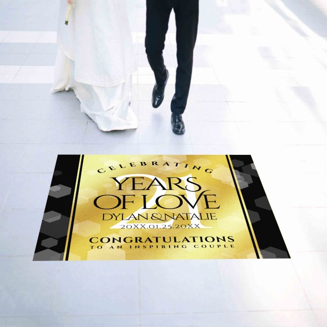 Elegant 21st Brass Wedding Anniversary Celebration Floor Decals (Wedding)