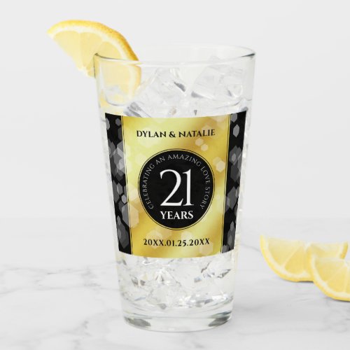 Elegant 21st Brass Wedding Anniversary Celebration Glass