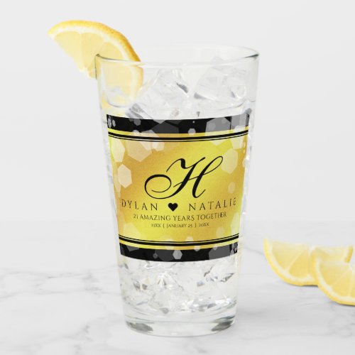 Elegant 21st Brass Wedding Anniversary Celebration Glass