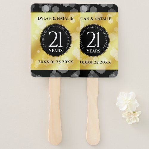 Elegant 21st Brass Wedding Anniversary Celebration Hand Fan