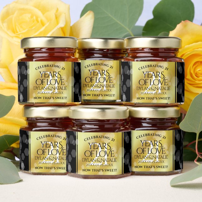Elegant 21st Brass Wedding Anniversary Celebration Honey Jar Favors (Insitu)