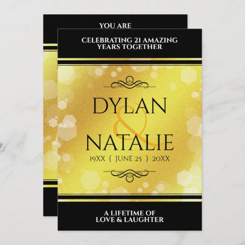 Elegant 21st Brass Wedding Anniversary Celebration Invitation