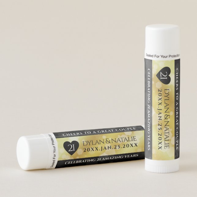 Elegant 21st Brass Wedding Anniversary Celebration Lip Balm (Front)