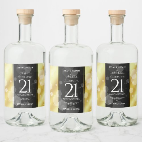 Elegant 21st Brass Wedding Anniversary Celebration Liquor Bottle Label