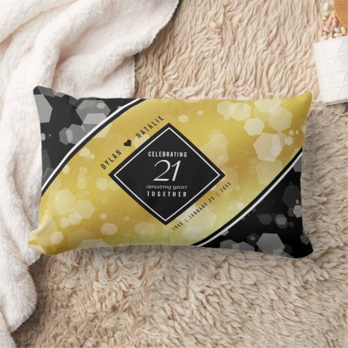 Elegant 21st Brass Wedding Anniversary Celebration Lumbar Pillow