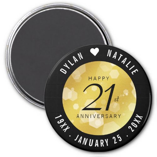 Elegant 21st Brass Wedding Anniversary Celebration Magnet