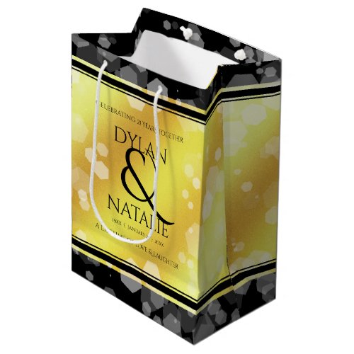 Elegant 21st Brass Wedding Anniversary Celebration Medium Gift Bag