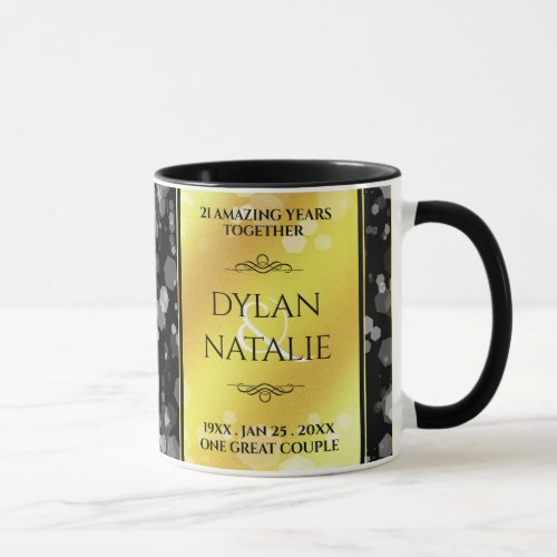 Elegant 21st Brass Wedding Anniversary Celebration Mug