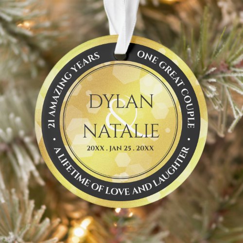 Elegant 21st Brass Wedding Anniversary Celebration Ornament