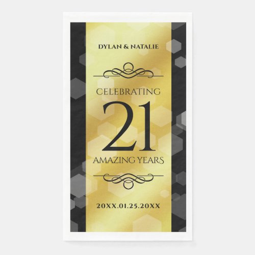 Elegant 21st Brass Wedding Anniversary Celebration Paper Guest Towels
