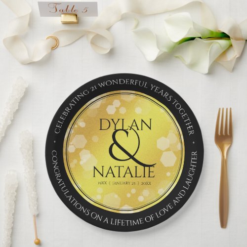 Elegant 21st Brass Wedding Anniversary Celebration Paper Plates