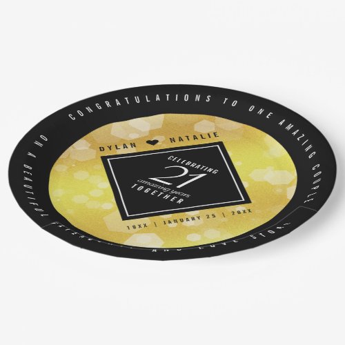 Elegant 21st Brass Wedding Anniversary Celebration Paper Plates