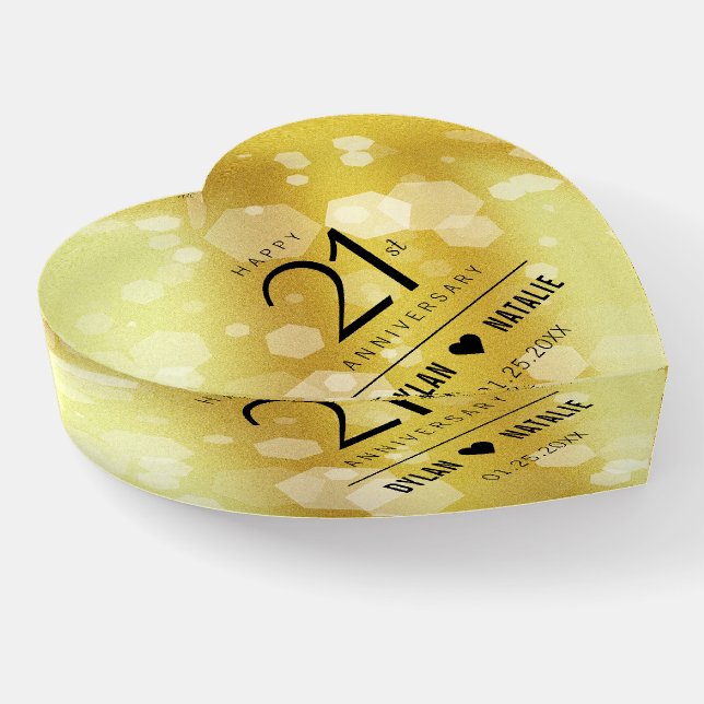 Elegant 21st Brass Wedding Anniversary Celebration Paperweight (Angled)