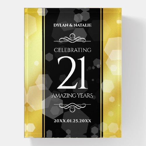 Elegant 21st Brass Wedding Anniversary Celebration Paperweight