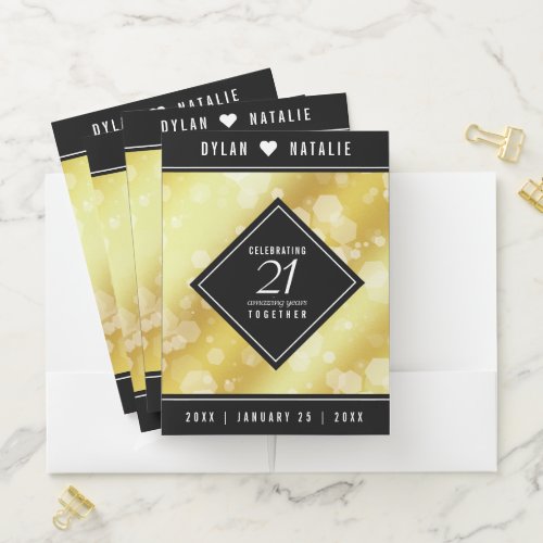 Elegant 21st Brass Wedding Anniversary Celebration Pocket Folder
