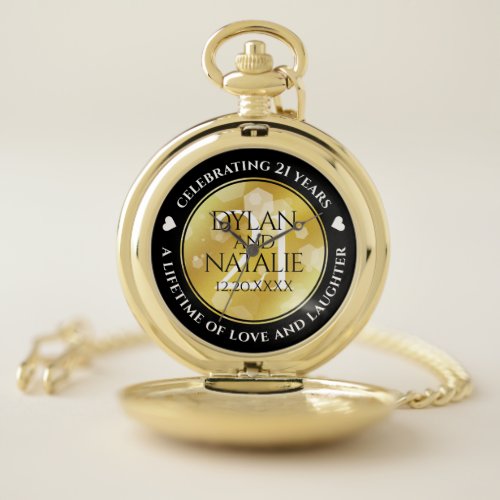 Elegant 21st Brass Wedding Anniversary Celebration Pocket Watch