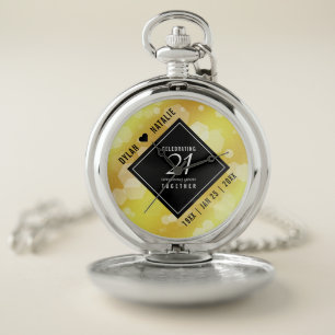 Elegant 21st Brass Wedding Anniversary Celebration Pocket Watch