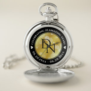 Elegant 21st Brass Wedding Anniversary Celebration Pocket Watch