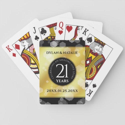 Elegant 21st Brass Wedding Anniversary Celebration Poker Cards