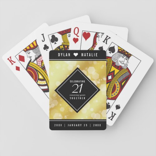 Elegant 21st Brass Wedding Anniversary Celebration Poker Cards