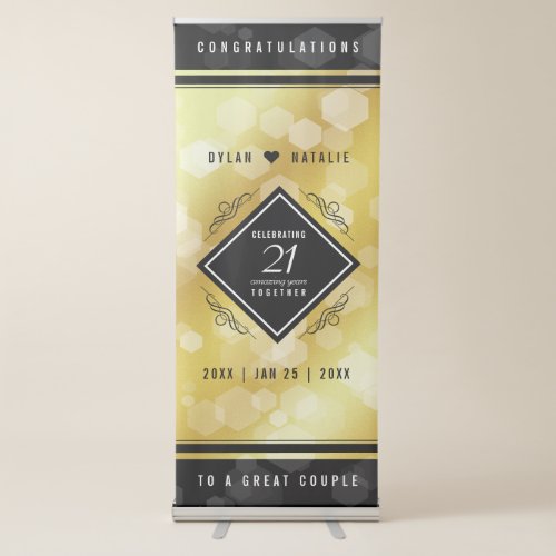 Elegant 21st Brass Wedding Anniversary Celebration Retractable Banner