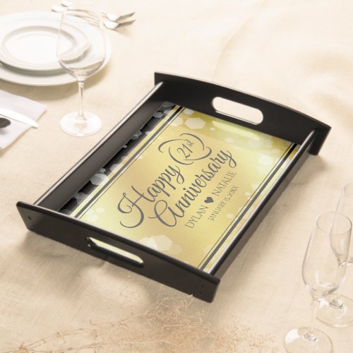 Elegant 21st Brass Wedding Anniversary Celebration Serving Tray