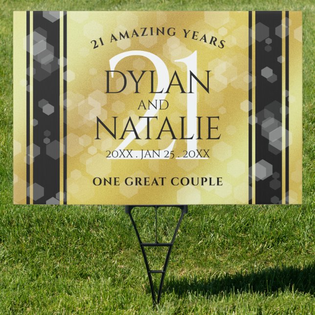 Elegant 21st Brass Wedding Anniversary Celebration Sign (Insitu)