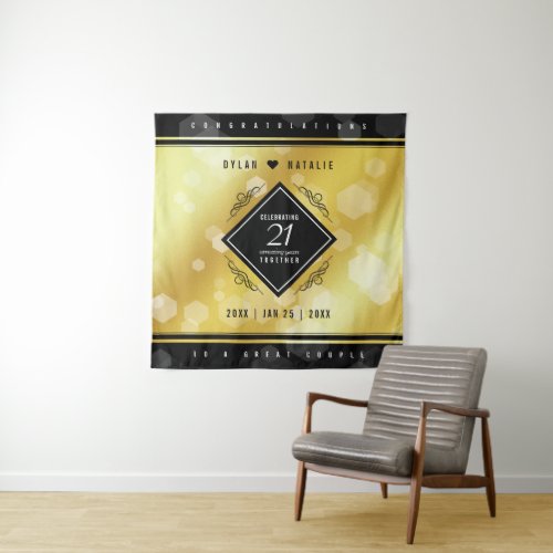 Elegant 21st Brass Wedding Anniversary Celebration Tapestry